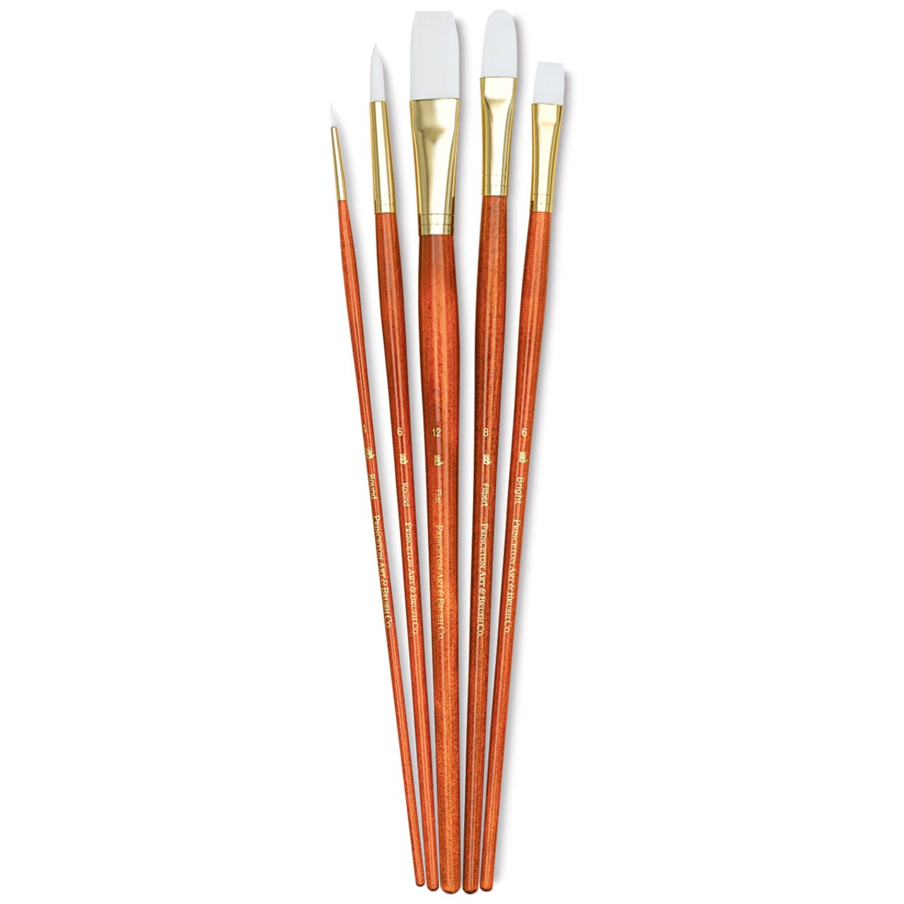 Princeton Real Value Brush Set - 9155, White Taklon, Long Handle, Set of 5
